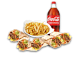 2 Durum + 2 Kebab + Patatas Fritas + 6Ud. Alitas O Nuggets + Coca-Cola Sabor Original botella 2L.