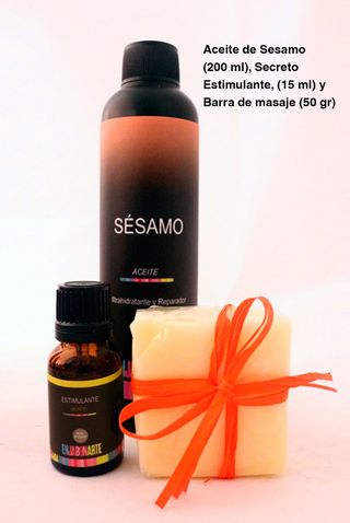 Spa Estimulante (Aceite de sésamo, secreto estimulante, barra masaje)