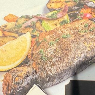 Балканска пъстърва с гриловани зеленчуци