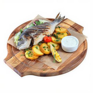 Dorada Con Patatas Panaderas Y Salsa Verde