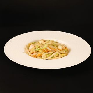 166. Udon con gamberi e verdure