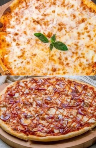 Pizza Margherita + Pizza Poulet + Coca