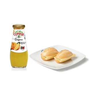 2 Pãezinhos com Queijo ou Fiambre + Refrigerante ou Compal