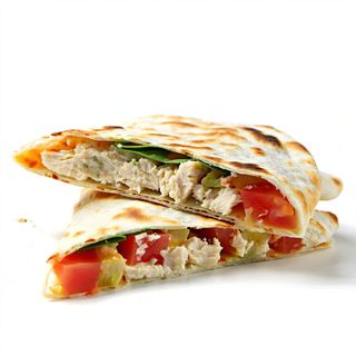 Piadina con tonno, mozzarella, pomodori e rucola