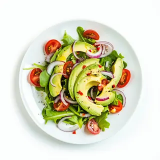 Ensalada de aguacate, tomate y cebolla