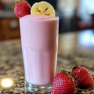 Frullato di banana, fragola, latte e tartufo bianco 