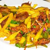 A Quarter Jerk Pork mixed with chips Special