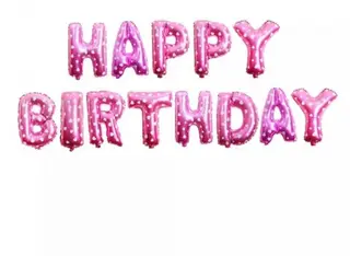 Set Baloane Litere Happy Birthday Roz Cu Inimioare