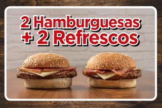 Promoción Dos Hamburguesas completa  y 2 Bebidas (500 Ml.)