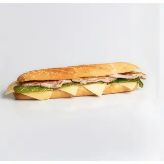 Baguette lomo con pimientos