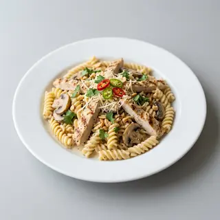 Fusilli Alfredo Chicken and Mushroom