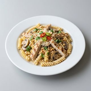 Fusilli Alfredo Chicken and Mushroom