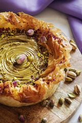 Tarta De Queso Con Pistacho Porción