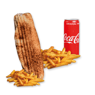 Rollo Amerykańskie wege (małe), frytki, Coca Cola 0.33l