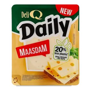 Сир Deli Q Daily Маасдам 45% DE з коров’ячого молока слайси (150г)