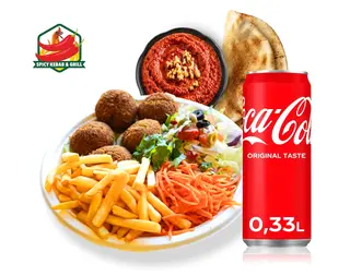 Zestaw Talerz Falafel (5 szt ) + Coca-Cola 330ml + Muhammara z Pitą