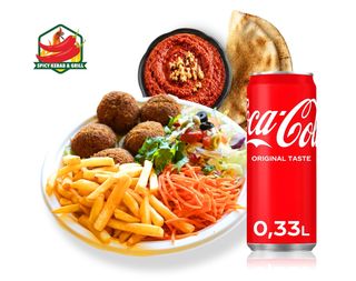 Zestaw Talerz Falafel (5 szt ) + Coca-Cola 330ml + Muhammara z Pitą