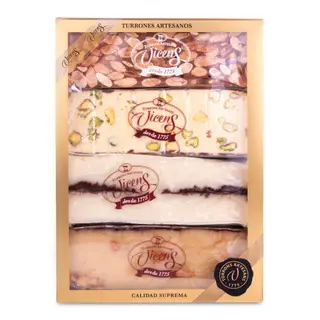 Caja de 4 Turrones Artesanos Nº2 80g Vicens Caja 320 Gr.
