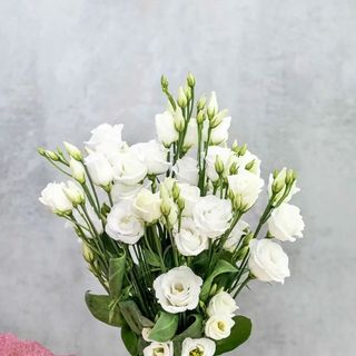 Bouquet lisanthus blanc et emballage 