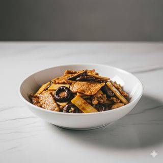 77-Maiale con funghi cinesi e bambù 