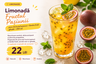Limonadă fructul pasiunii •  gheață • 250 ml