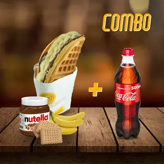 Waffle, Nutella, Banane Fresh, Biscuiți + Coca Cola