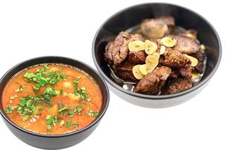  Ciorba legume + Ficatei de pui cu piure