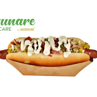 Bacon loaded hot dog