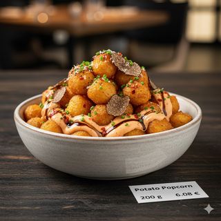 Картофени пуканки с трюфел, пушен пипер и Кимчи майонеза