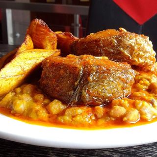 Portage Beans, Plantain and Fried Fish