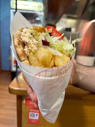 Pita vegetariana con Halumi