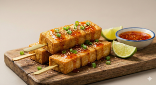 Spiedini di tofu di pesce fritto