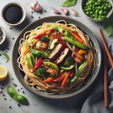 Espagueti Con Verduras Y Ternera