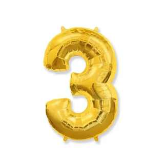 Balon Gold cu heliu cifra 3