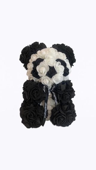  Urs alb negru - minitrandafiri din spuma