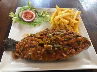 Crispy fried whole tilapia