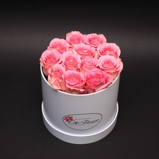 Cutie Medie Albă cu Trandafiri Roz