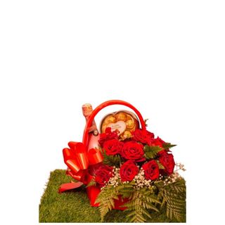 Red Basket JP sparkling Wine and chocolates