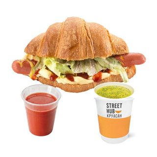 Круасан Хот-дог та питний бульйон або томатний сік 