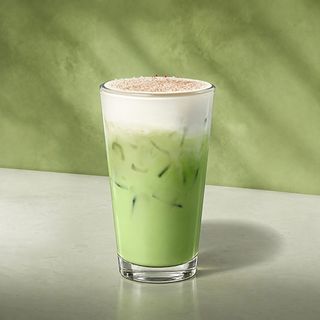 Gingerbread Cream Iced Matcha Latte