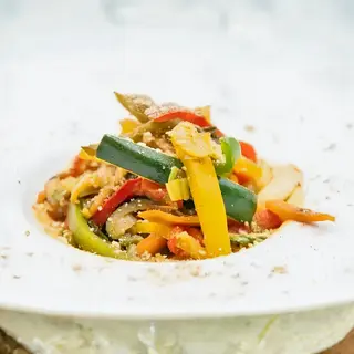 Verduritas Al Wok Con Langostino Salteadas