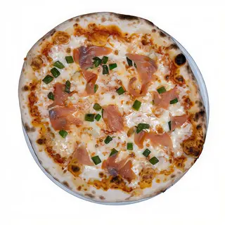 Pizza salmón y esparragos