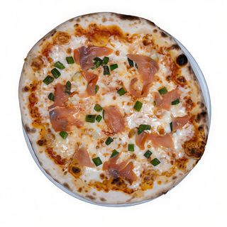 Pizza salmón y esparragos