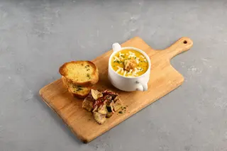 Roasted Veggie and Moz Soup in a Bowl
