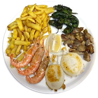 Combinado de sepia con gambas