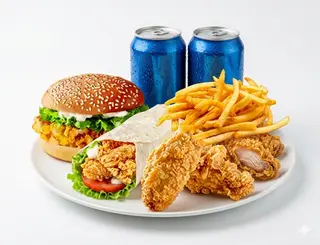 Menú Hamburguesa De Pollo Y Wrap De Pollo