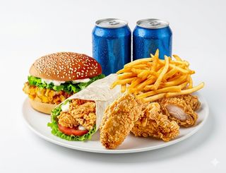 Menú Hamburguesa De Pollo Y Wrap De Pollo
