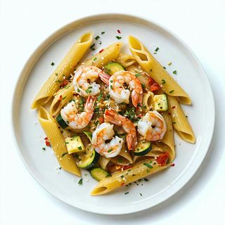 Penne gamberetti e zucchine