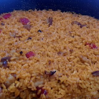 Arroz de secreto ibérico boletus