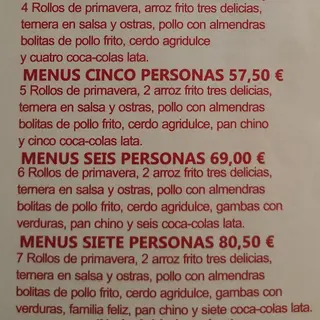 Menú Para 6 Personas
